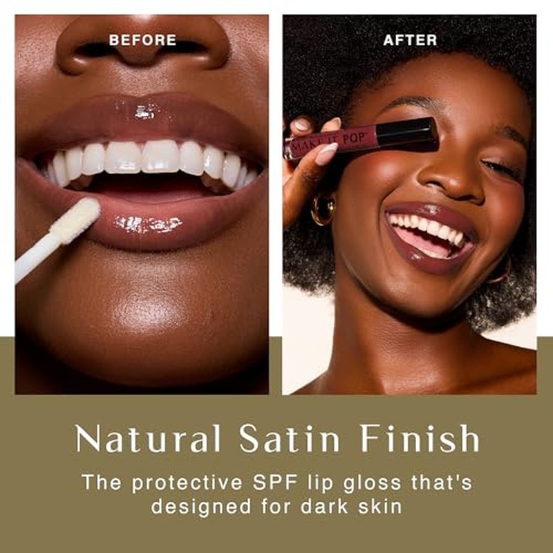 BLACK GIRL SUNSCREEN Make It Pop Sungloss for Women - SPF 50 Tinted Lip Gloss, Sunscreen Sungloss, Sun Protection for Skin, Hydrating & Moisturizing Care, Satin Finish - Cherry Noir, 0.13 fl oz