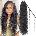 24 Inch Goddess Box Braids Crochet Hair - Pack of 7, 1B#
