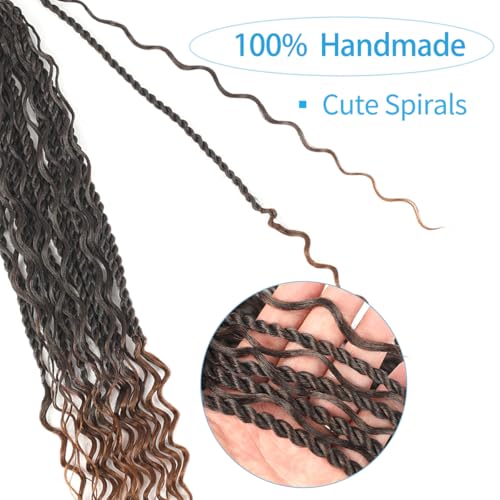 24 Inch Bohemian Senegalese Twist Crochet Hair with Curly Ends - Pre-Looped Goddess Braids for Black Women - Pack of 9, Color 1B/30#