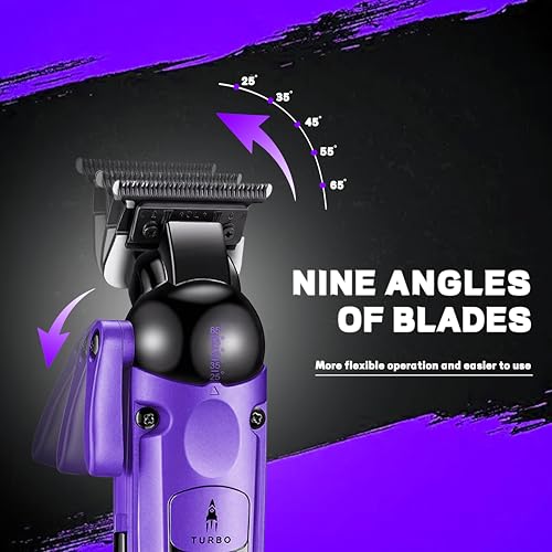 VGR 274 Professional Hair Trimmer for Men with T-Blade, Purple - Cordless, Adjustable, Long Battery Life