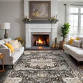 RUUGME 8x10 Black Washable Area Rug Vintage Style Non Slip Carpet for Living Room and Bedroom