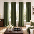 Olive Green Velvet Pinch Pleated Curtains 4 Panels Set, 40"W x 96"L, Blackout