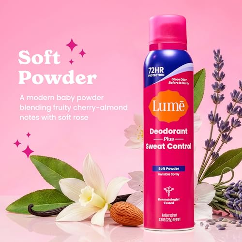 Lume Sweat Control Deodorant Spray 3-Pack - Soft Powder, Clean Tangerine & Vanilla Bliss