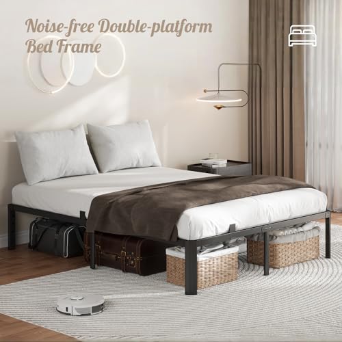 Full Size Metal Bed Frame with Storage - 14 Inch Heavy Duty Platform Bed