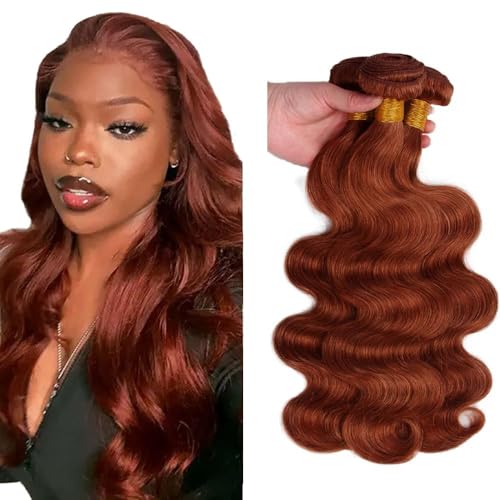 MavKuvx Copper Red Body Wave Hair Extensions 14-18 Inch Virgin Brazilian Remy