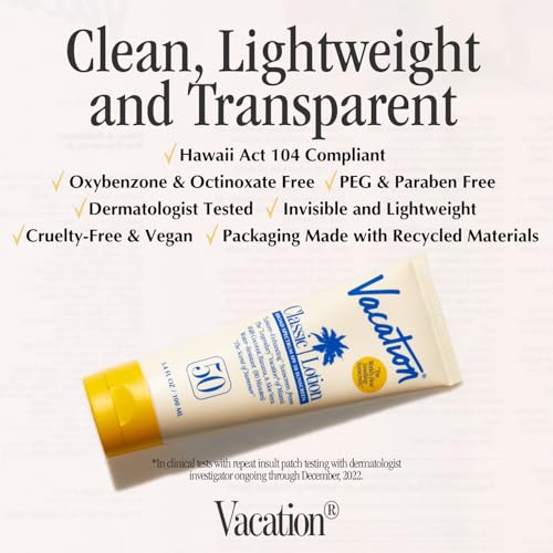 Vacation Classic SPF 50 Sunscreen Lotion Pack of 3 - Water-Resistant, Broad Spectrum, Cruelty-Free