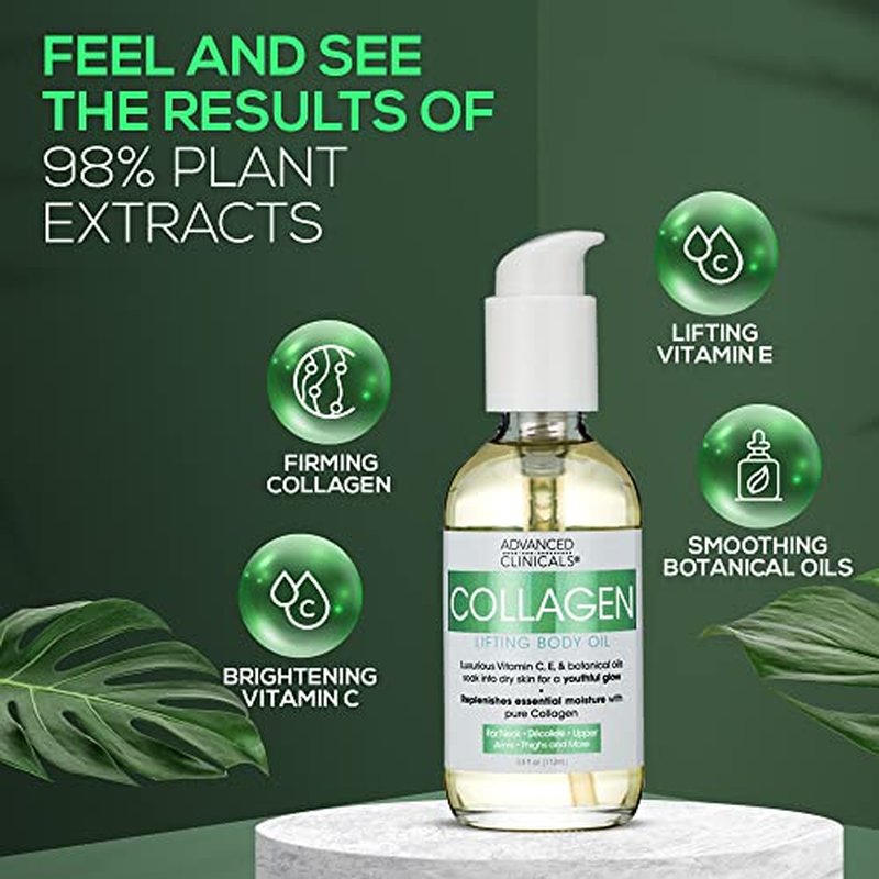 Advanced Clinicals Coconut Oil Moisturizing Cream + Collagen Lifting Body Oil Set