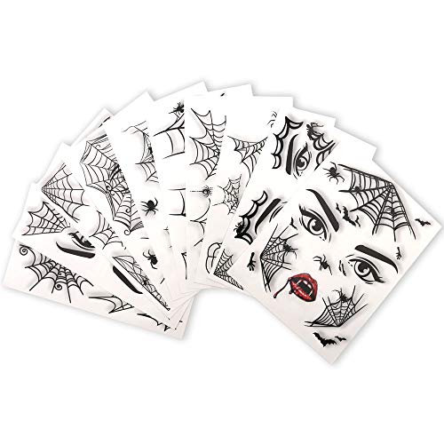 Konsait 65PCS Halloween Spider Face Tattoos Spider Web Spider Net Temporary Tattoos - Face Shoulder Arm Back Tattoos Stickers-Halloween Costume Apparel Cosplay Accessories Party Favor Supplies