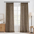 A-khaki Linen Floral Butterfly Curtains 52"W x 84"L 2 Panels - Elegant Window Drapes