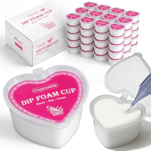Heart-Shaped Tattoo Dip Foam Cups - 48 Pack, Professional Ink Rinsing & Blotting Supplies