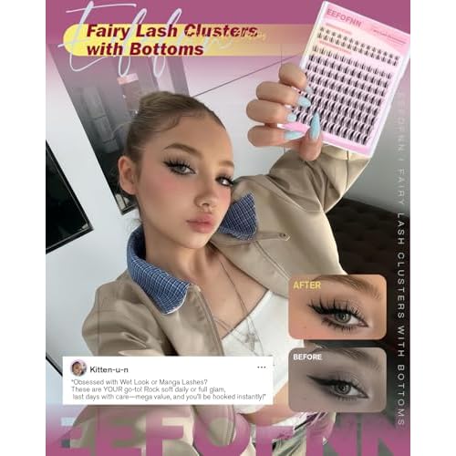 Fairy Lash Clusters Manga Eyelash Clusters Wispy Individual Lashes Natural Cluster Eyelash Extensions 8-16mm Anime Lashes Clusters Spiky DIY Lash Extension by Eefofnn (124PCS,C Curl)