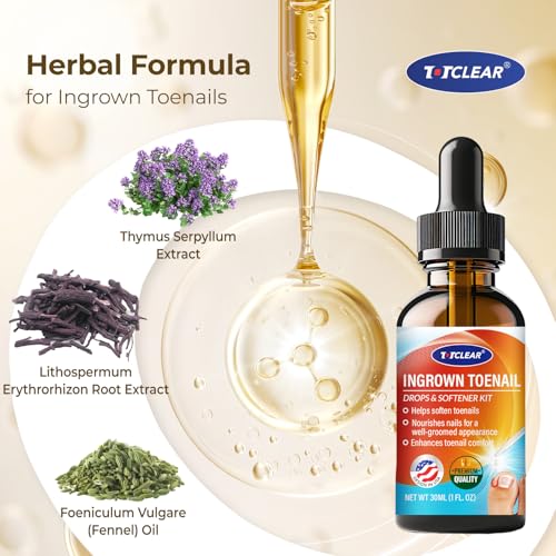 Ingrown Toenail Relief Drops & Removal Kit - 2 Pack, 1 Fl Oz Each - Toe Nail Lifter & Silicone Caps