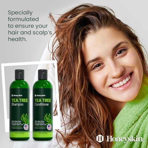Tea Tree & Honey Shampoo & Conditioner Set - Organic, Sulfate-Free, 8oz Pack of 2