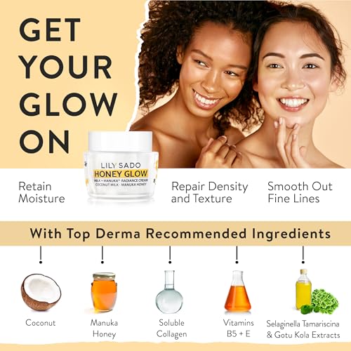 HONEY GLOW Radiance Cream - Manuka Honey Face Moisturizer with Coconut & Apricot, Anti-Aging 2 oz