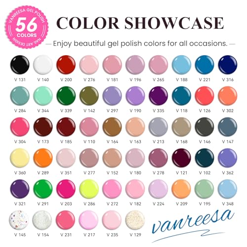 VANREESA 74-Piece Classic Gel Nail Polish Kit with UV Light & Manicure Tools