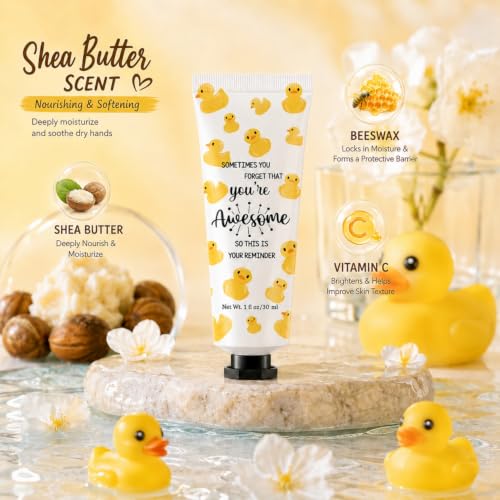 Dimsile 24 Pack Mini Duck Hand Cream Gifts - Moisturizing Skin Care & Motivational Quotes