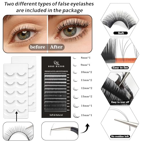 Rose Manor Black Eyelash Extension Kit for Beginners with Mannequin Head