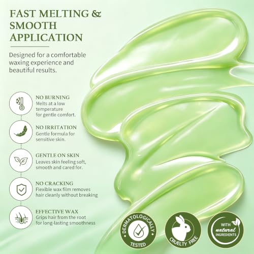 Green Aloe Wax Beads for Sensitive Skin 2.5LB Hard Wax Beans Refill Pack