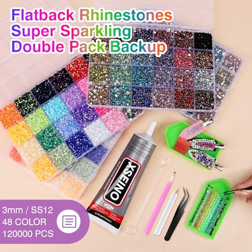 120,000Pcs Resin Rhinestones Bedazzling Kit 48 Colors with Tools & Glue - Variation of THIS listing
