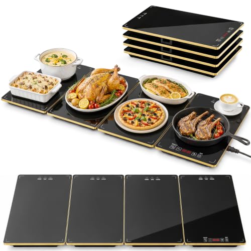 Electric Warming Tray 4-in-1 Modular Food Warmer 34x15 Inch Adjustable Temperature