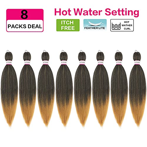 Pre-Stretched Braiding Hair 18 Inch Ombre T1B/27 Yaki Texture 8 Packs