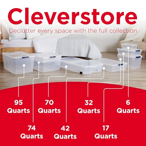 Rubbermaid Cleverstore 32 Qt Stackable Plastic Storage Bins with Lids - 6 Pack