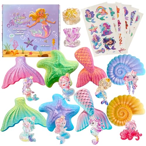 Clear & Fresh Mermaid Bath Bombs for Kids with Surprise Toys - Mermaid Variation