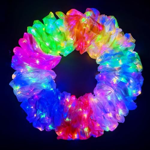 40 PCS Mermaid Pearl Light Up Scrunchies - Glow Party Favors - Variation of 1 Count Pack
