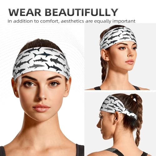Black and Gold Swirl Liquid Ink Marble Headbands - Nautical Sharks Variation