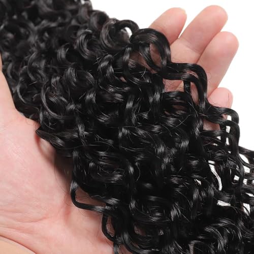 GveoXvo Water Wave Human Hair Bundles 12-16 Inch, 3 Pack, Black