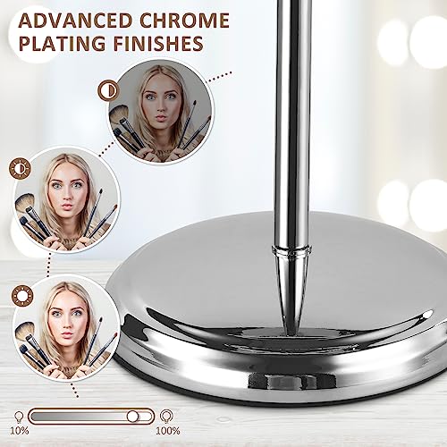 EAPUDUN Lighted Makeup Mirror 9" ? 2-Sided Tabletop Vanity Mirror with 7X Magnification, 3 Color Lighting Modes, Rechargeable, 360¡Æ Rotation, 84 LED Lights