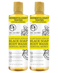 African Black Liquid Soap with Monoi Scent - All-In-One Body Wash, Shampoo & Shaving Soap | 16oz Pack of 2