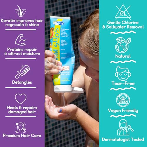 Kids Swim Shampoo & Conditioner Set with Tropical Scent - Pineapple & Mango - 8.5 Fl Oz, Pack of 2