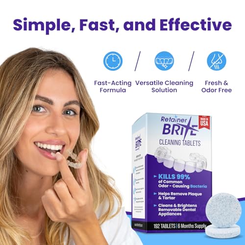 Retainer Brite Aligner & Dental Appliance Cleaning Tablets - 192 Count, Made in USA