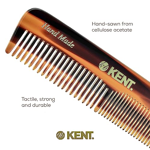 Kent OT Tortoiseshell Pocket Comb - Handmade Fine and Wide Tooth Hair Comb for Men, Women, and Kids - Travel, Beard, and Mustache Comb - Saw Cut and Hand Polished Made in England