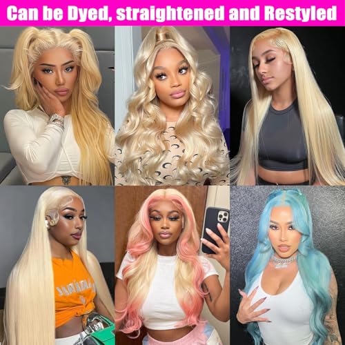 QBRVP 12-Inch Blonde Body Wave Human Hair Extensions - 613 Virgin Brazilian Bundles, Easy to Dye, Tangle-Free, 3X-Lifespan