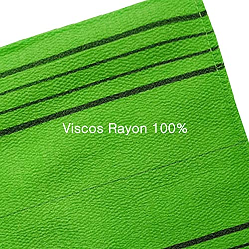 Premium Large Size-10pcs Korean Exfoliating Body Scrubber, Asian Exfoliating Bath Washcloth, Rayon, Modern, Large Green 10