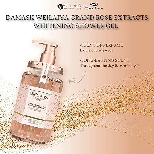 Weilaiya Damask Grand Rose Extract Shower Gel ? 450mL / 15.2 fl oz ? Moisturizing Body Wash with Natural Rose Essence ? Gentle, Hydrating, Aromatherapy Cleanser for All Skin Types