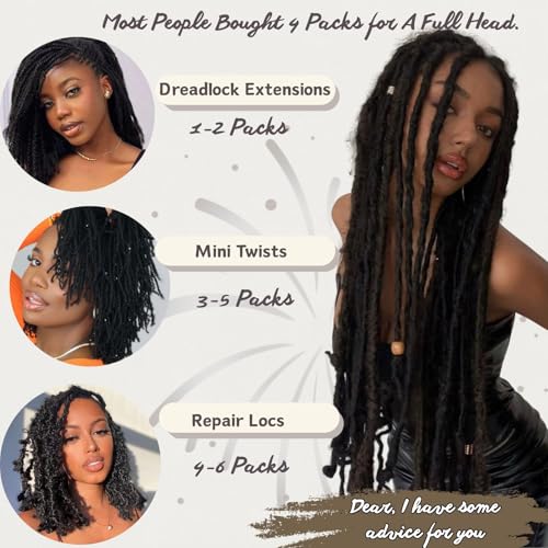 18 Inch Afro Kinky Human Hair Extensions for Dreadlocks & Braids - Natural Black - 1 Pack