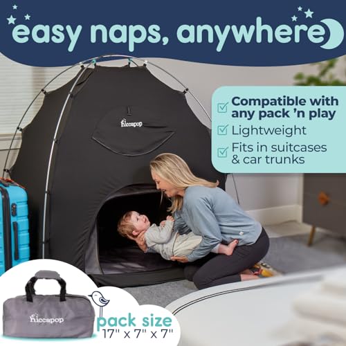 Hiccapop Blackout Tent for Pack and Play - Graphite Black, Blocks 99% Light