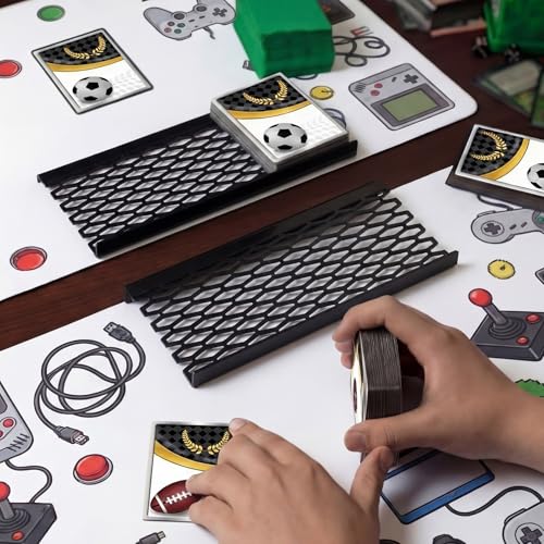 48 Pcs Geometric Trading Card Risers for Display Case - Black Acrylic