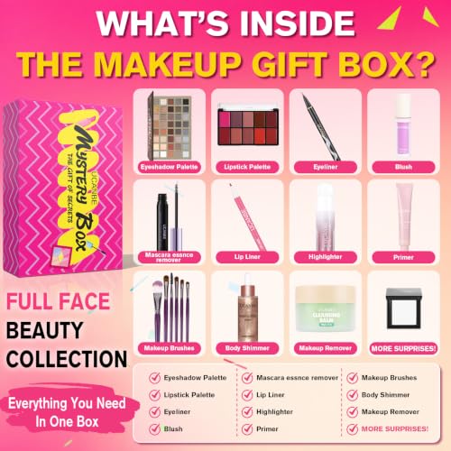 All-in-One Makeup Kit for Women - Full Face Cosmetic Set with Eyeshadow, Lipstick & Brushes