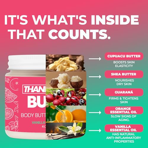 Brazilian Bum Tightening Cream ? All Natural Firming Body Butter for Legs, Thighs, Butt, Neck, and Arms | Made in USA ? 4 oz, Vanilla Orange
