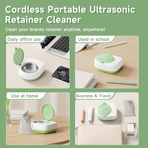 Cordless Ultrasonic Retainer Cleaner Machine - Rechargeable Travel Size 80ml
