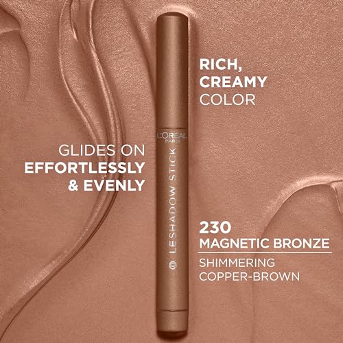 L'Oreal Paris Makeup Le Shadow Stick Eyeshadow, Blendable, Smudge-Resistant, Cream Eyeshadow, Magnetic Bronze, 0.05 Oz