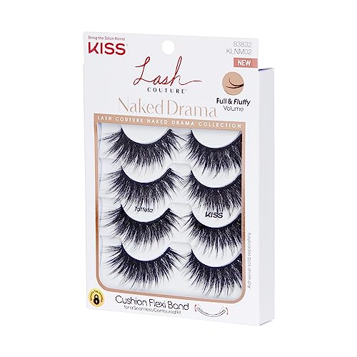 KISS Naked Drama, False Eyelashes, 'Multipack Taffeta', 14mm, Includes 4 Pairs Of Lashes, Easy to Apply, Reusable Lash Clusters
