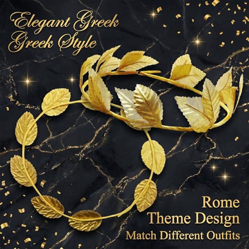 24 Pcs Gold Laurel Crown Wreath Headpiece - Roman Style Hair Accessories for Cosplay, Weddings, Parties