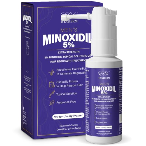 Minoxidil 5% Hair Regrowth Spray for Men - 2 Fl Oz - Support Fuller, Thicker Hair