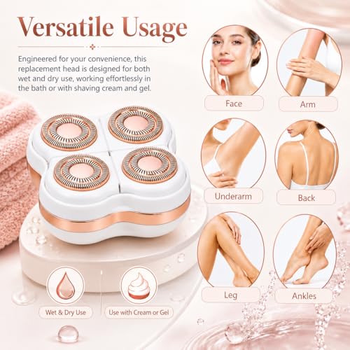2Pcs Compatible Replacement Heads for Flawless Legs Hair Shaver - Women’s Legs Hair Removal