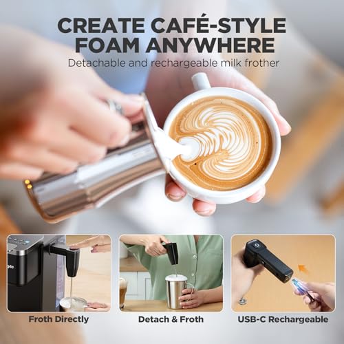 Tastyle Single Serve Coffee Maker with Detachable Milk Frother - Black